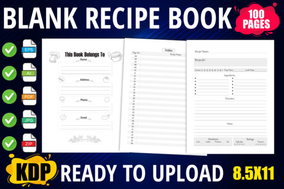 Explore the Versatility of a Blank Recipe Book Interior with Index