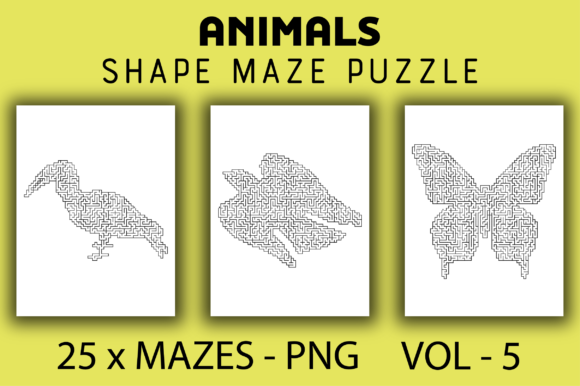 Exploring Creative and Educational Possibilities with 25 Animal Shape Maze Puzzle PNG Vol - 5