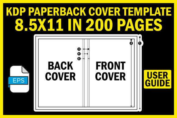 KDP Cover Template 8.5x11 in 200 Pages