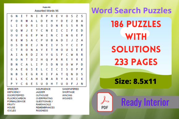 Word Search Unique Interior for KDP Publishing